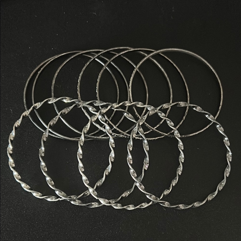 Elegant Silver Bangle Set